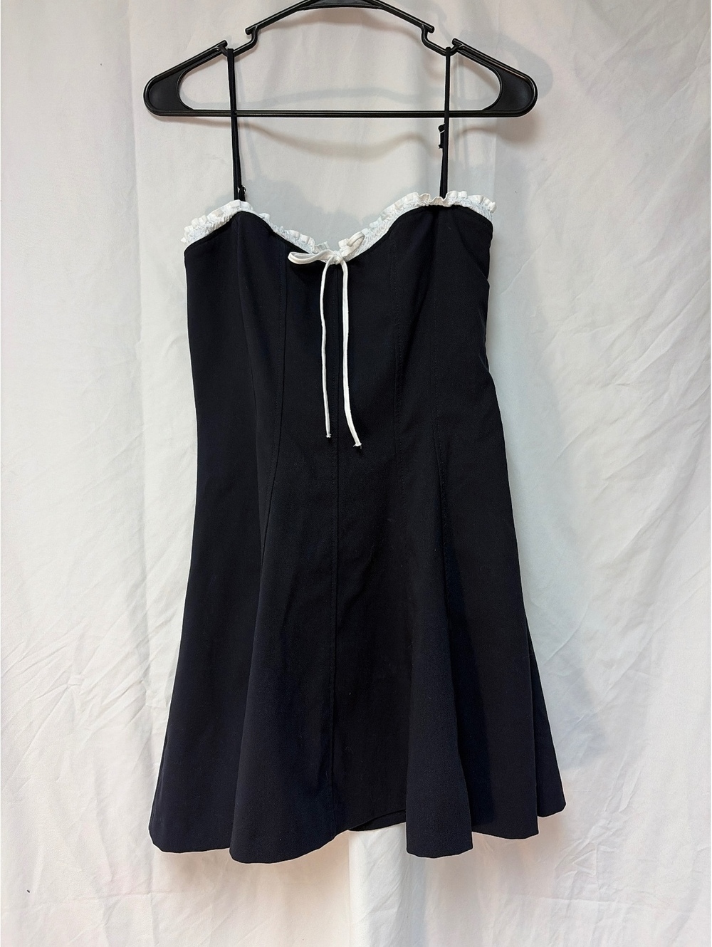 Zara Black and White Ruffle Trim Spaghetti Strap Dress Size EUR 34 / US 2